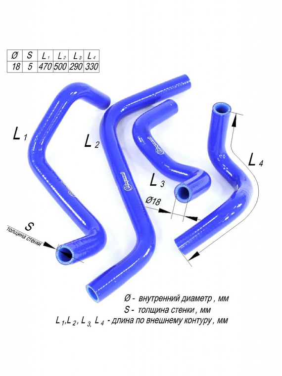 Комплект патрубков отопителя